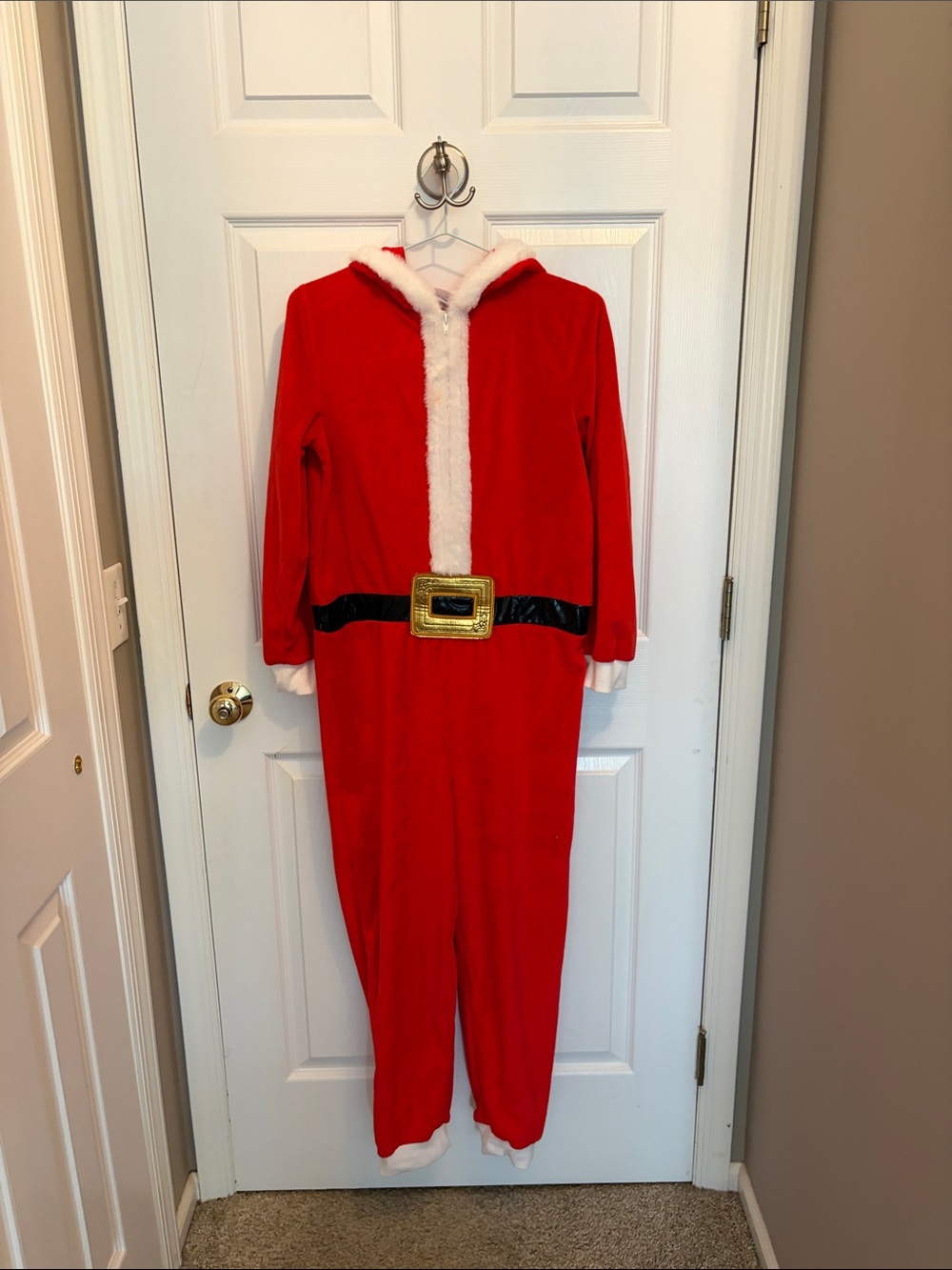 Spirit Christmas Red Santa Onesie with Hood and Belt